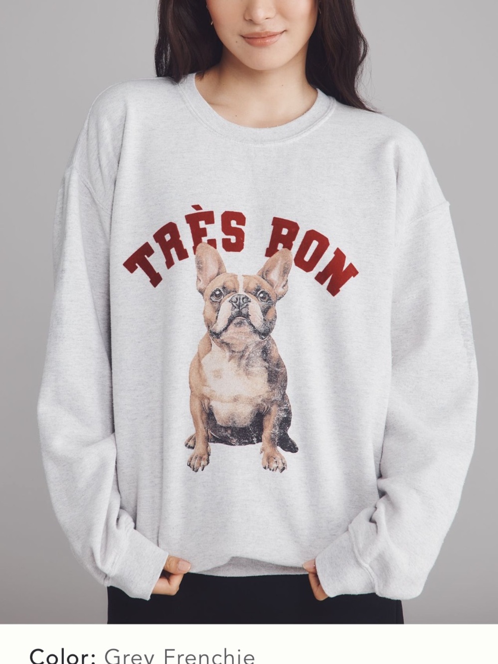 Anthropologie Dog Graphic Sweatshirt Frenchie M NWT